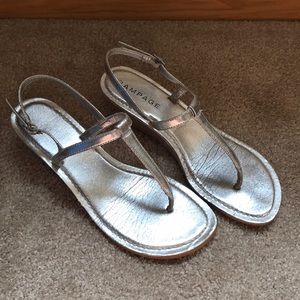 Silver thong wedge sandals from Rampage
